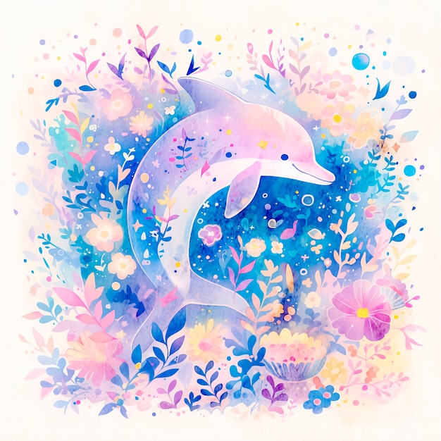 Free Photo view of watercolor dolphin