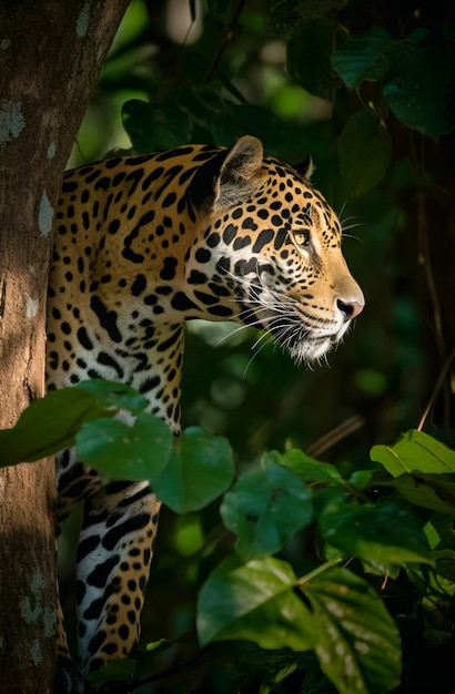 Free photo view of wild leopard in nature