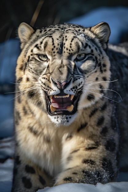 Free Photo view of wild snow leopard in nature