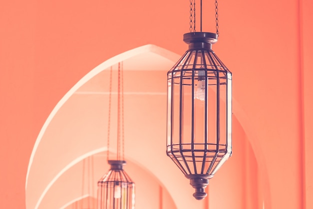 Free photo vintage light lamp morocco architecture style