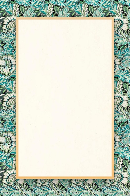 Free photo vintage ornamental frame vector floral border william morris style