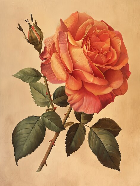 Vintage rose digital art