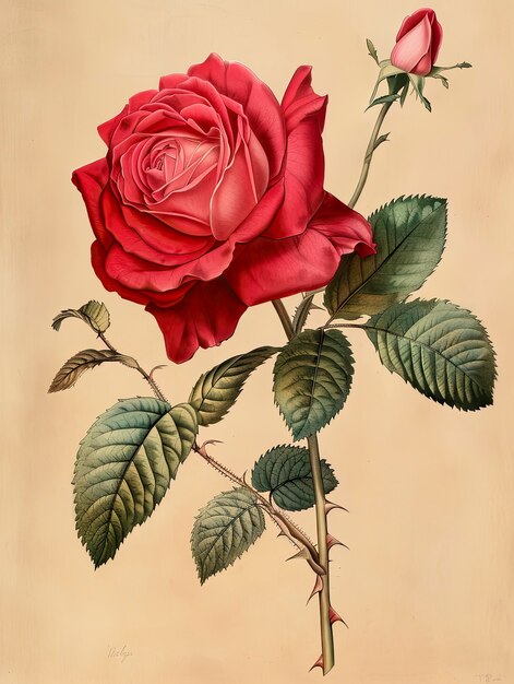 Vintage rose digital art