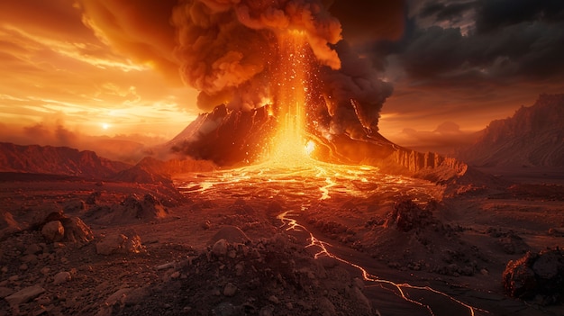 Free photo volcanic eruption natural disaster