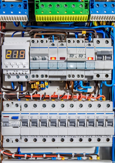 Free Photo voltage distributor with automatic switches electrical background