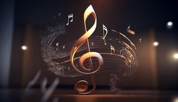 Free Photo volumetric musical background with a treble clef and notes generative ai