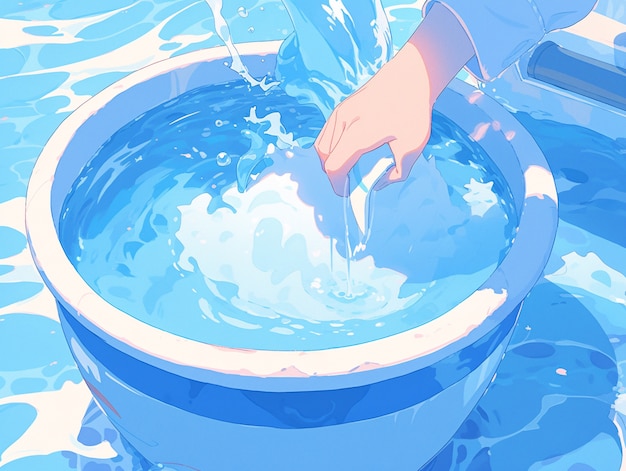 Free photo water in anime style