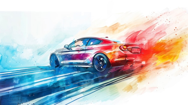 Free Photo watercolor car painting illustration