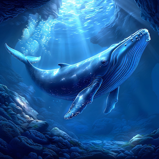 Free photo whale illustration digital art