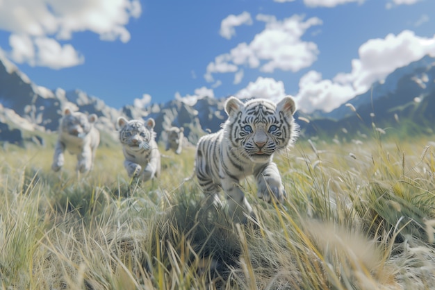 Free photo white bengal tiger in wilderness