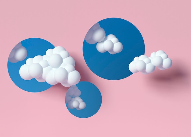 White clouds and pink background