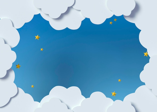 Free photo white clouds and yellow stars top view