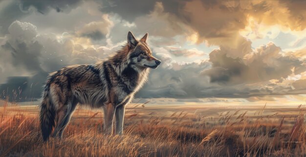 Wild wolf in nature