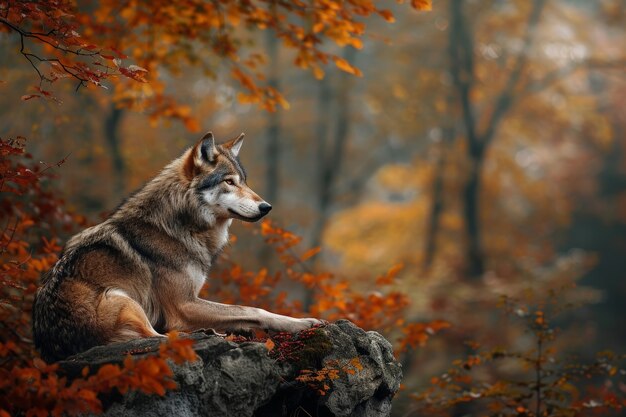 Wild wolf in nature