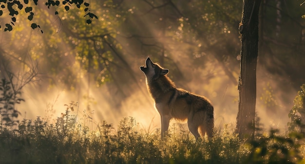 Wild wolf in nature