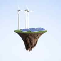 Free photo wind power and solar energy