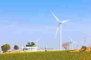 Free photo wind turbine power generator and electric station