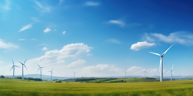 Wind turbines in a field representing green energy industry