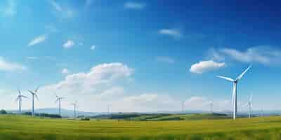 Free photo wind turbines in a field representing green energy industry