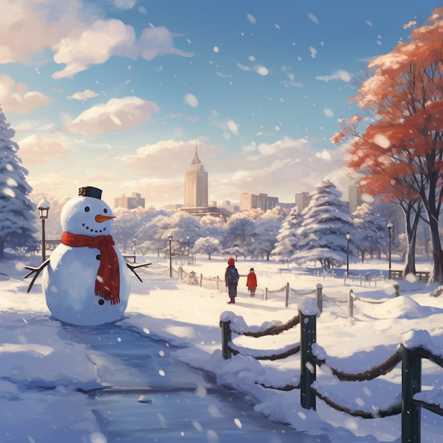 Free photo winter season with snowman