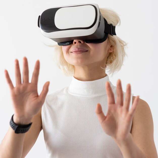 Woman experiencing virtual reality