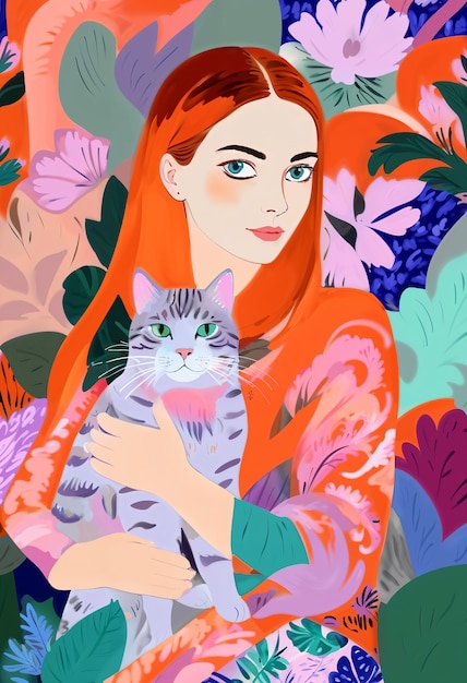 Woman holding  cat wallpaper