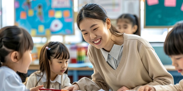 Free photo woman teaching in classroom