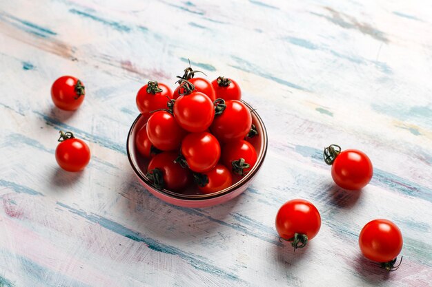 Yellow and red cherry tomatoes.