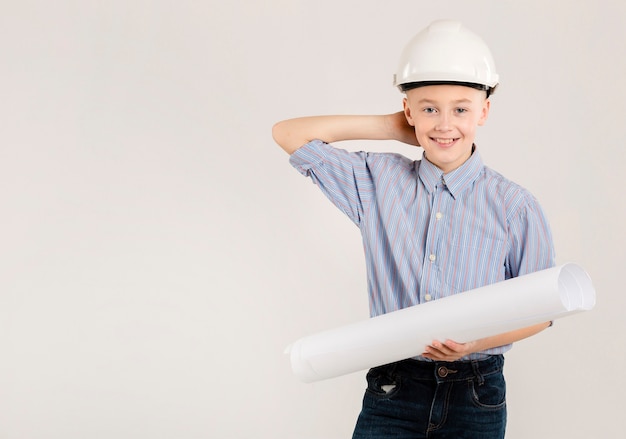 Free photo young construction worker posing