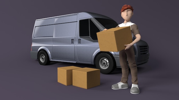 Free photo young person delivering parcel with van