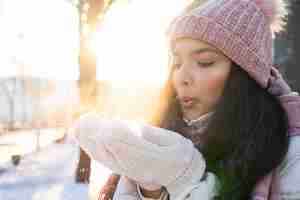 Free photo young person in winter time