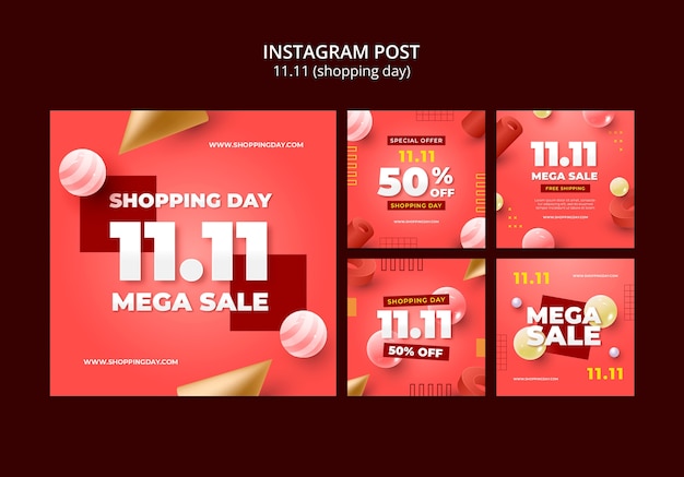 Free PSD 11.11 flash sale instagram posts template