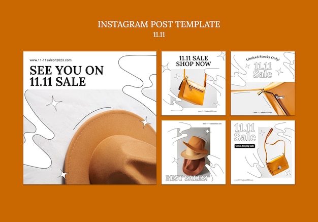 Free PSD 11.11 flash sale instagram posts