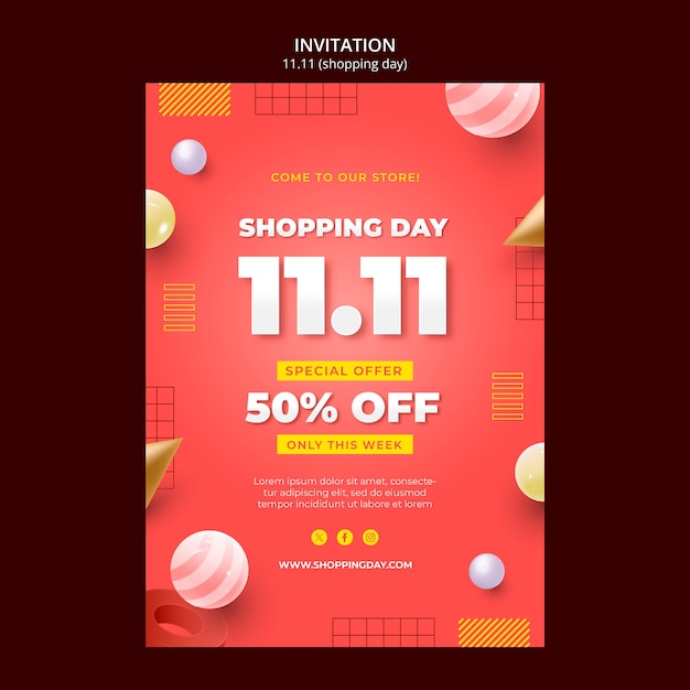 Free PSD 11.11 flash sale invitation template