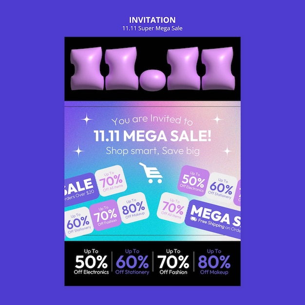 Free PSD 11.11 flash sale invitation template