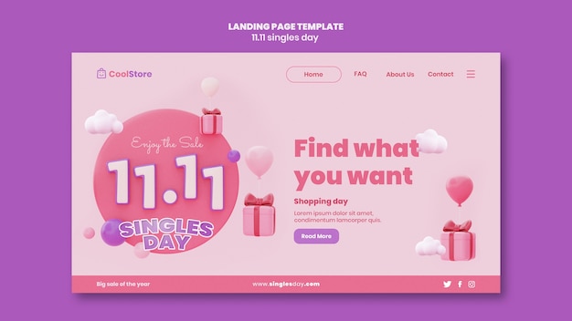 Free PSD 11.11 singles day landing page template