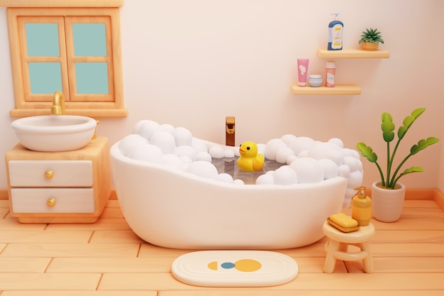 Free PSD 3d bathroom illustration