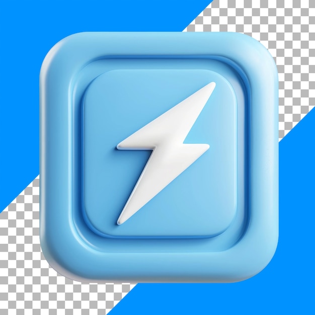 Free PSD 3d blue lightning bolt icon with transparent background