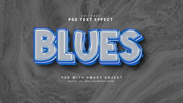 Free PSD 3d blue text effect