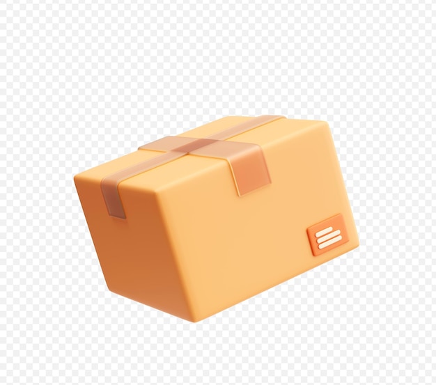 Free PSD 3d brown parcel box for shipping and online delivery concept illustration background