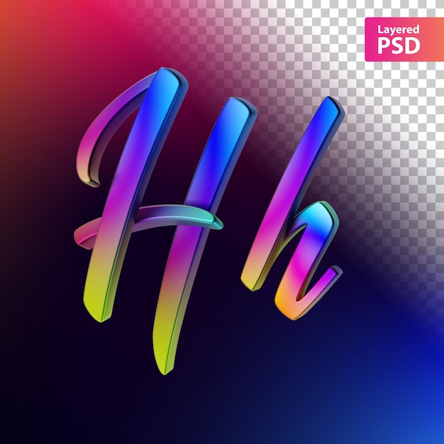 Free PSD 3d calligraphic rainbow color letter