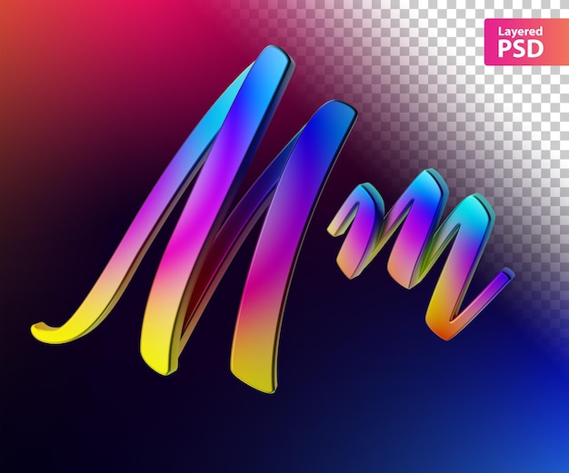 Free PSD 3d calligraphic rainbow color letter