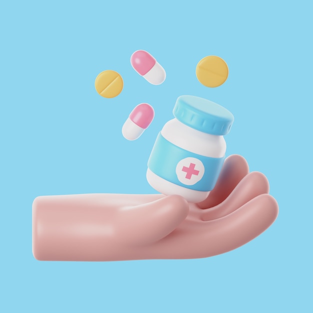 Free PSD 3d cancer icon with medicine bottle