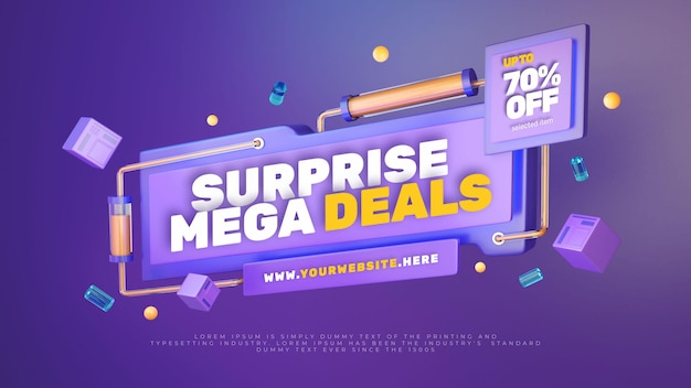 Free PSD 3d colorful discount sale promotion banner