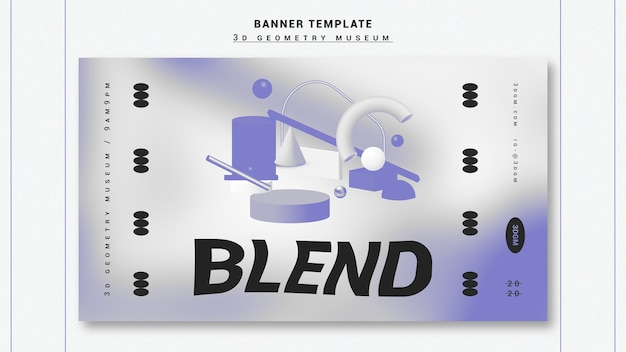 Free PSD 3d geometrical shapes banner template