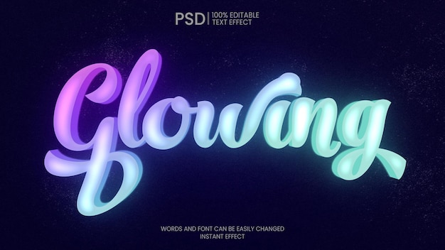 Free PSD 3d glowing text effect