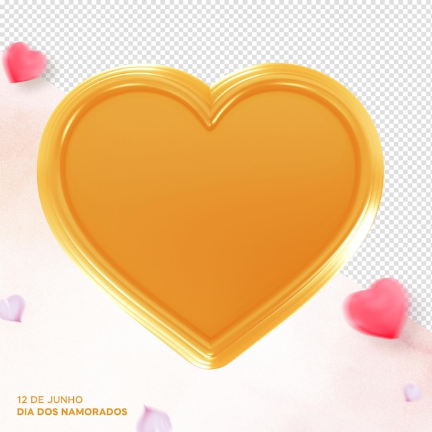 Free PSD 3d heart render isolated for valentine's day composition