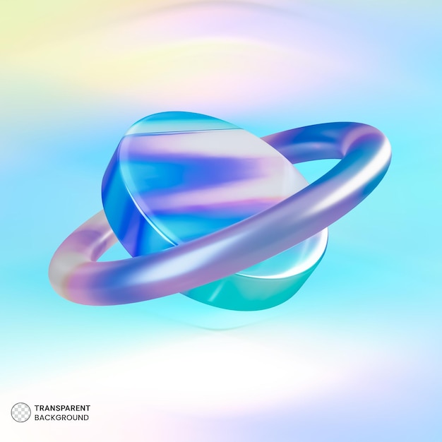 Free PSD 3d holographic glass torus with cylinder shape illustration