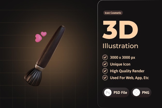 Free PSD 3d icon cosmetic luxurious, brush