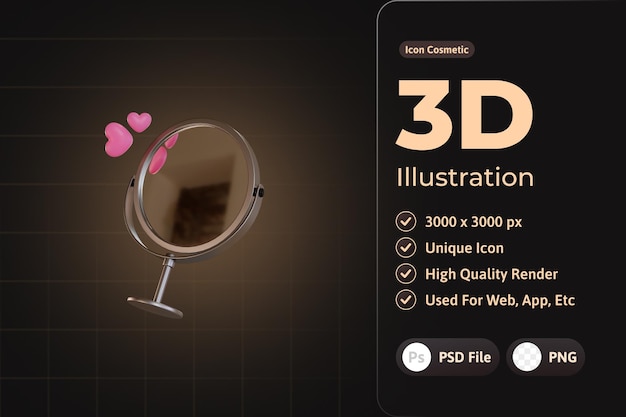 Free PSD 3d icon cosmetic luxurious, mirror